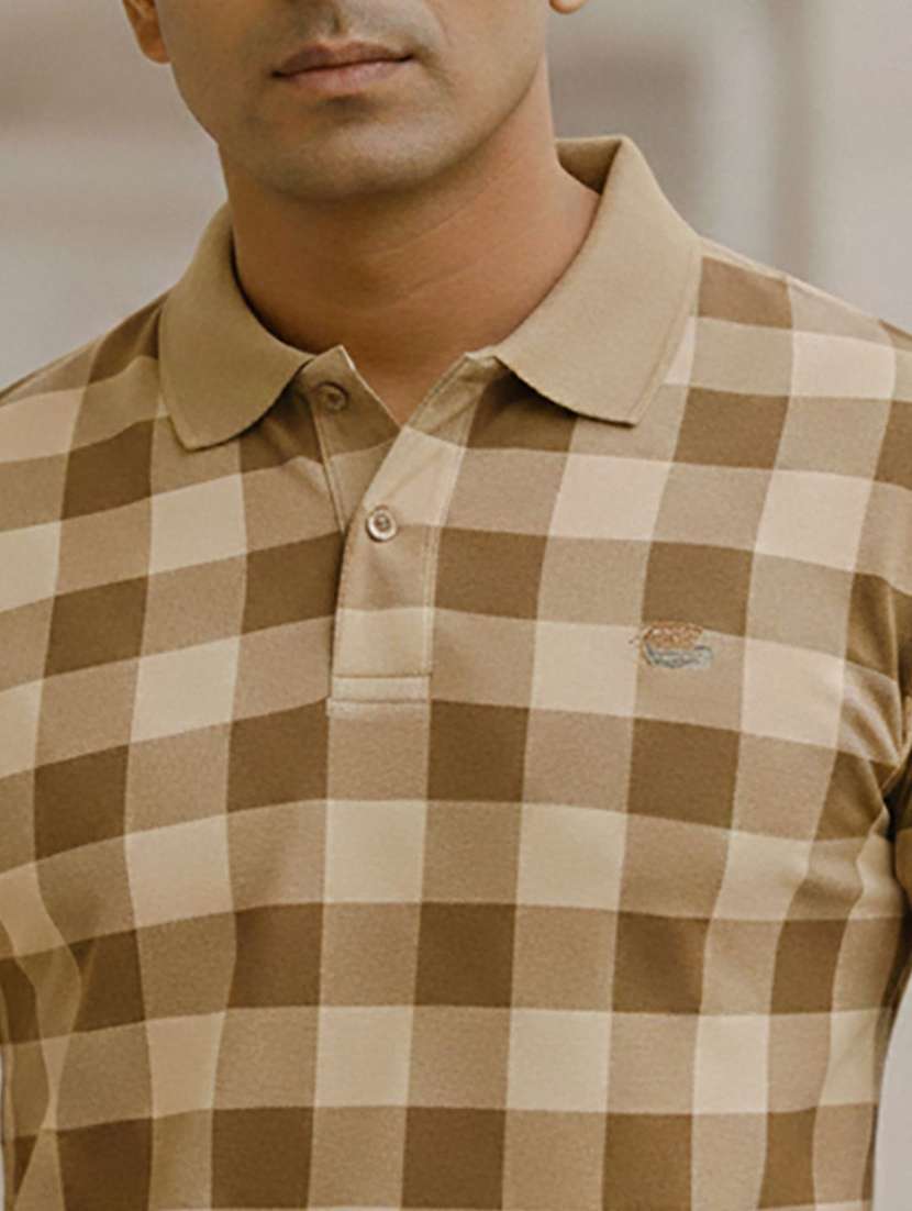 men checkered short sleeve polo t-shirt - 22300150 -  Standard Image - 4