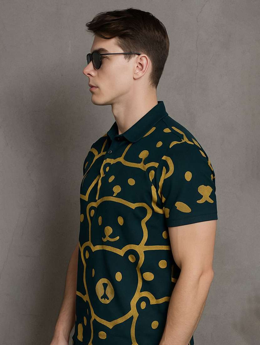 men printed short sleeve polo t-shirt - 22300191 -  Standard Image - 1
