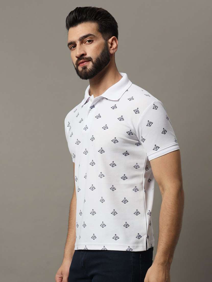 men printed short sleeve polo t-shirt - 22300198 -  Standard Image - 1
