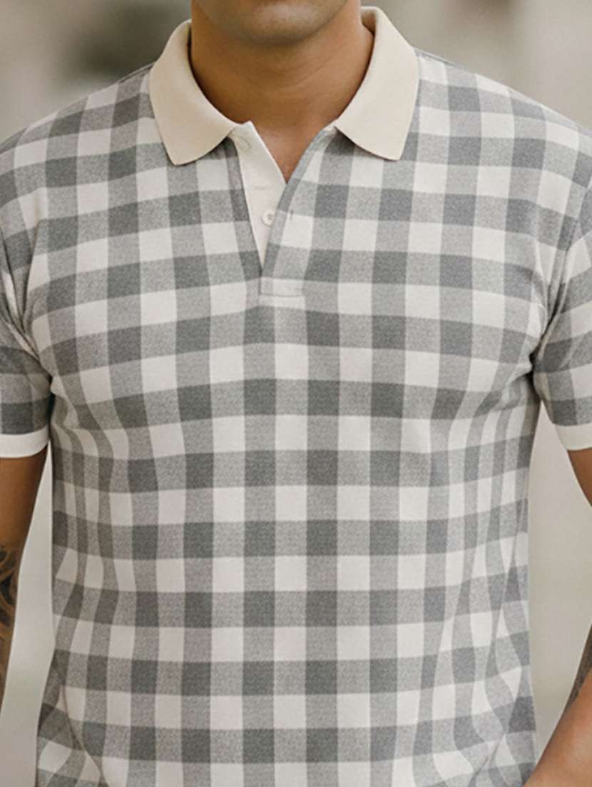 men checkered short sleeve polo t-shirt - 22300228 -  Standard Image - 4
