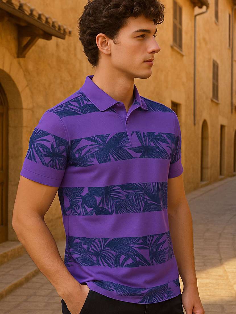 men printed short sleeve polo t-shirt - 22300230 -  Standard Image - 1