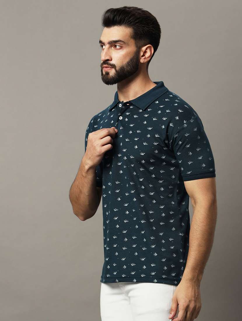 men printed short sleeve polo t-shirt - 22300233 -  Standard Image - 1