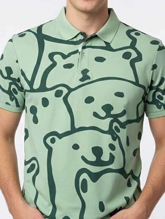 men printed short sleeve polo t-shirt - 22300238 -  Standard Image - 4