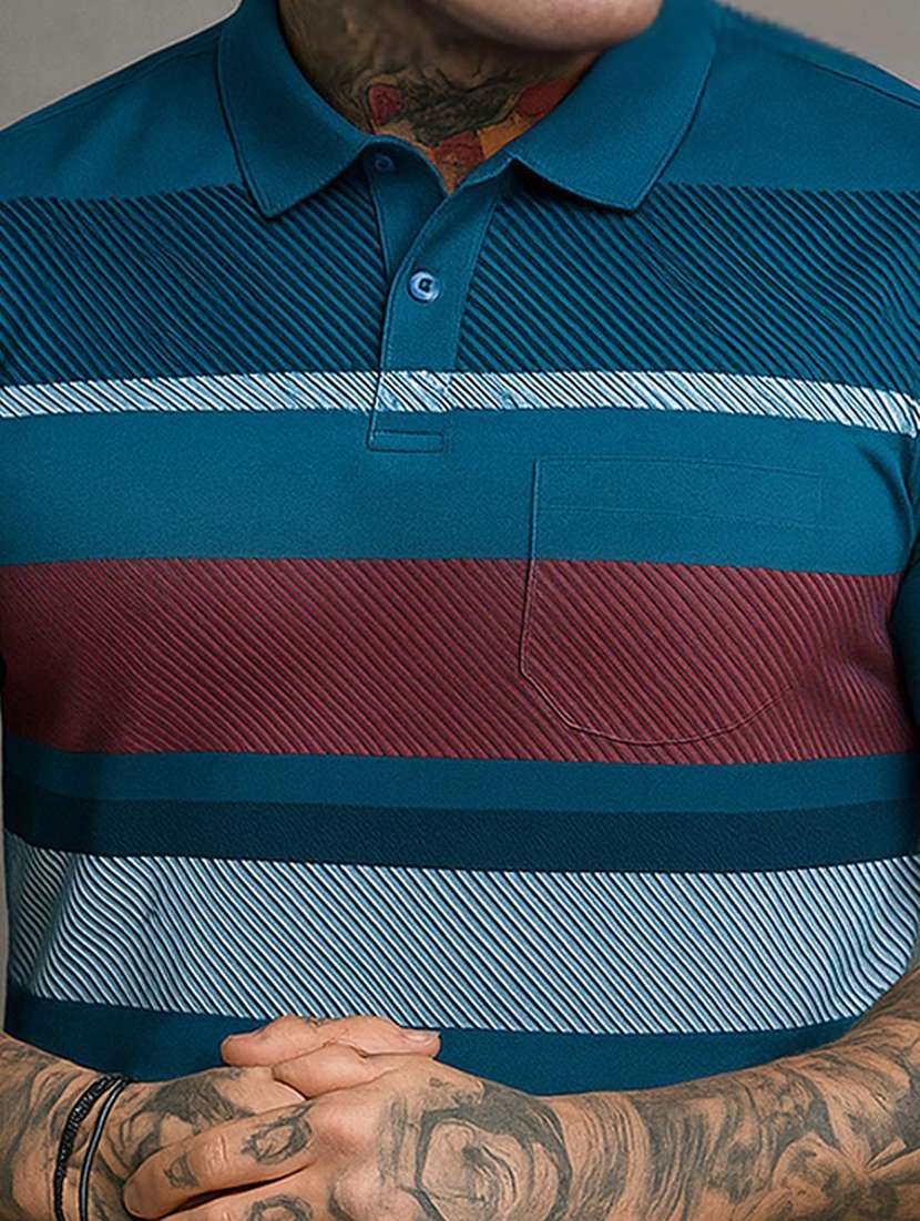 men striped short sleeve polo t-shirt - 22300246 -  Standard Image - 4