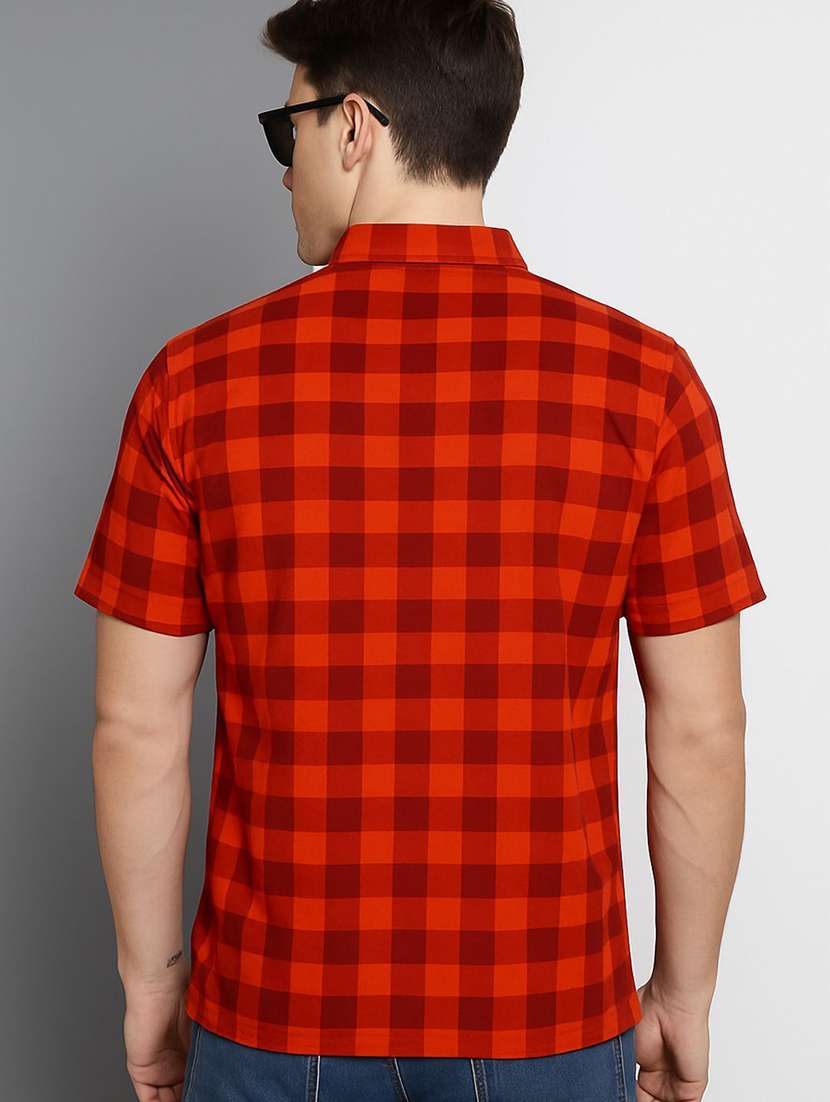 men checkered short sleeve polo t-shirt - 22300264 -  Standard Image - 1