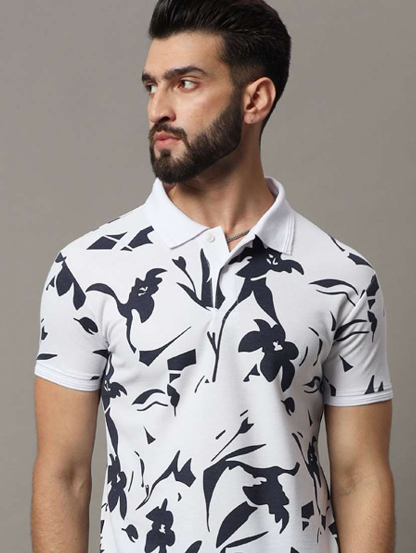 men floral printed short sleeve polo t-shirt - 22300277 -  Standard Image - 1