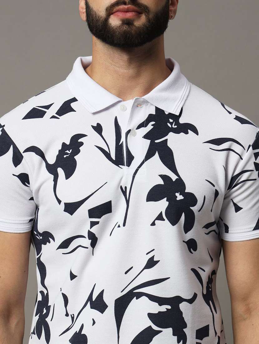 men floral printed short sleeve polo t-shirt - 22300277 -  Standard Image - 4
