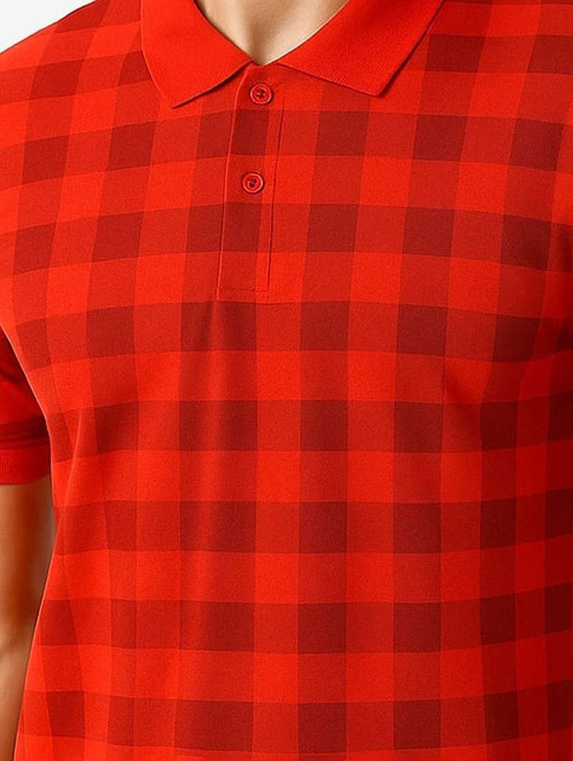 men checkered short sleeve polo t-shirt - 22300286 -  Standard Image - 4