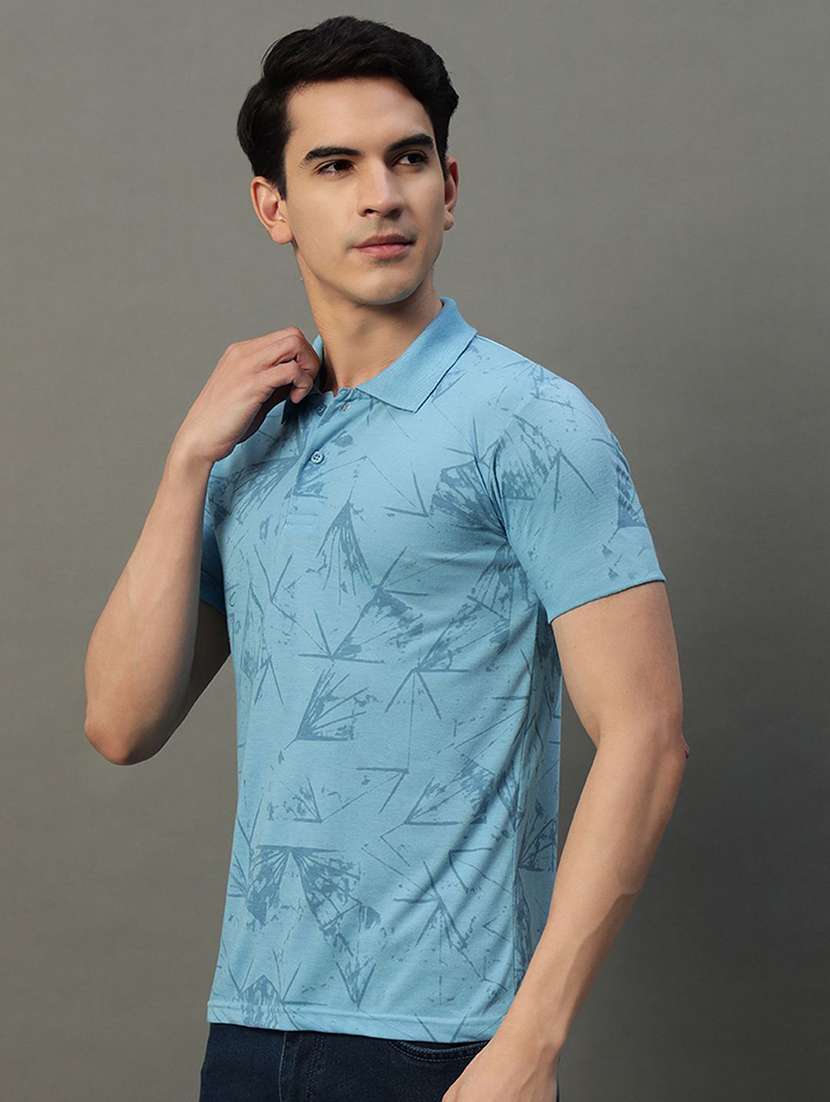 men printed short sleeve polo t-shirt - 22300289 -  Standard Image - 1