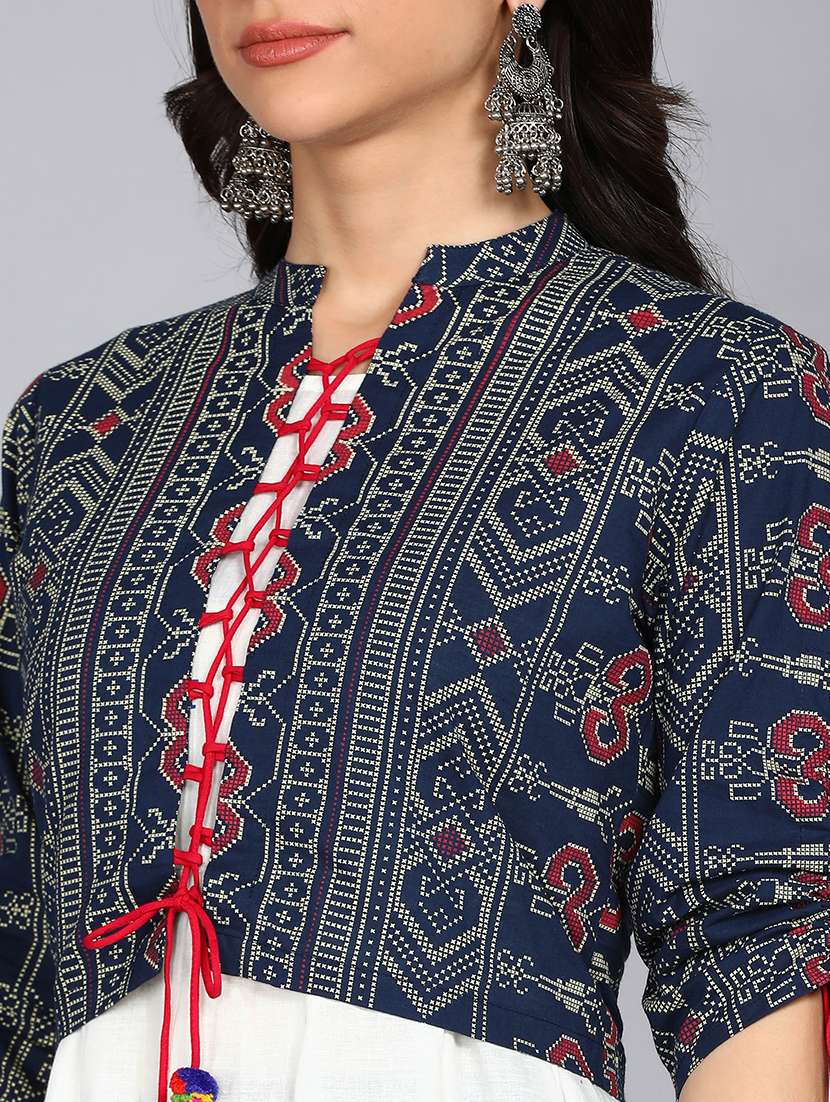 women printed three quarter sleeve ethnic dress - 22300347 -  Standard Image - 6