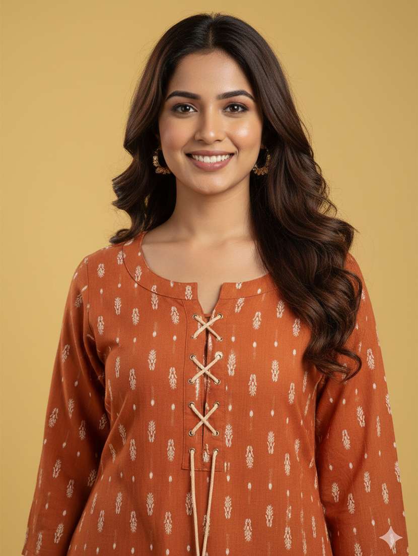 women printed three quarter sleeve straight kurta - 22300351 -  Standard Image - 1