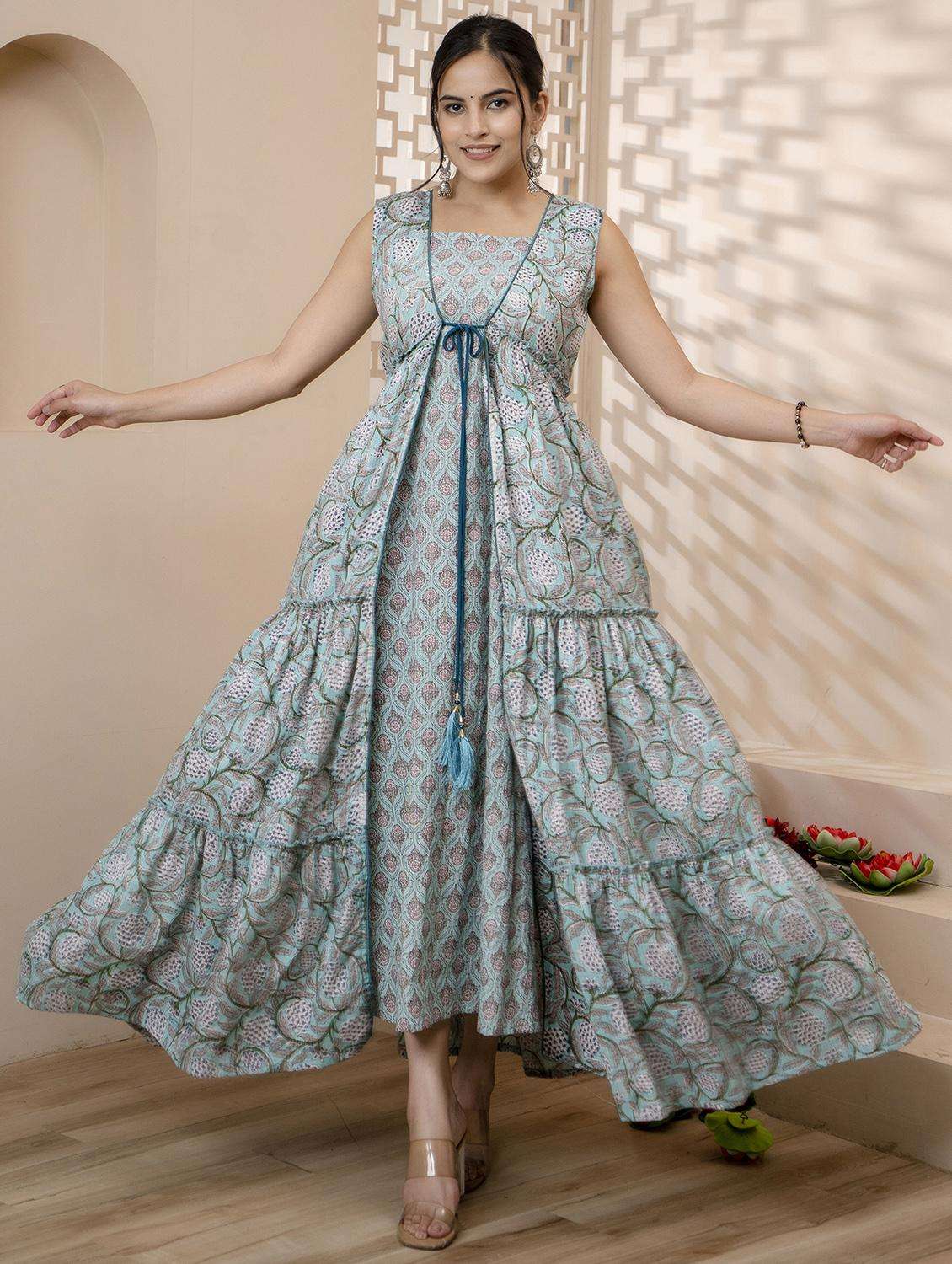 women floral sleeveless ethnic dress - 22300362 -  Standard Image - 1
