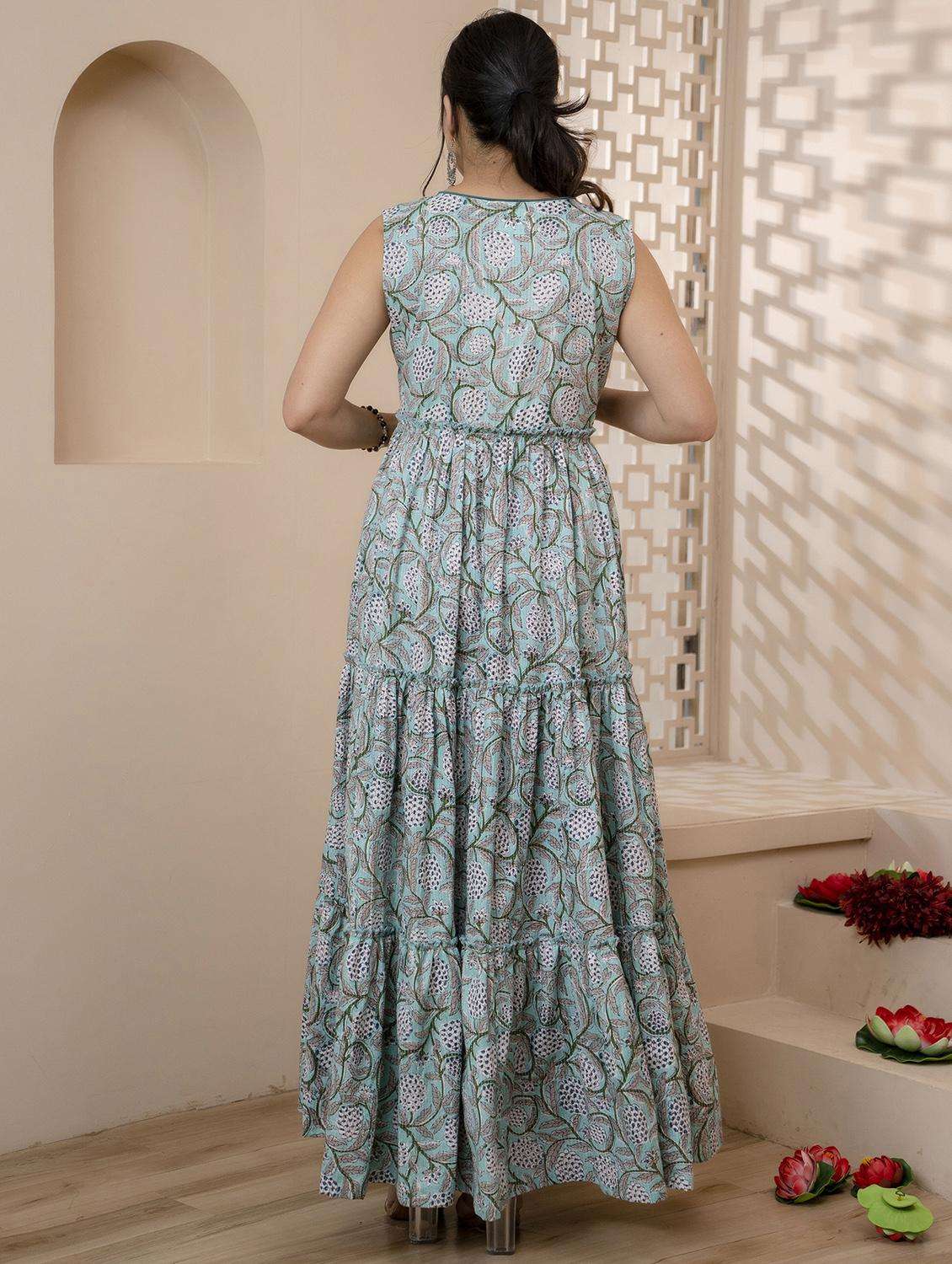 women floral sleeveless ethnic dress - 22300362 -  Standard Image - 4