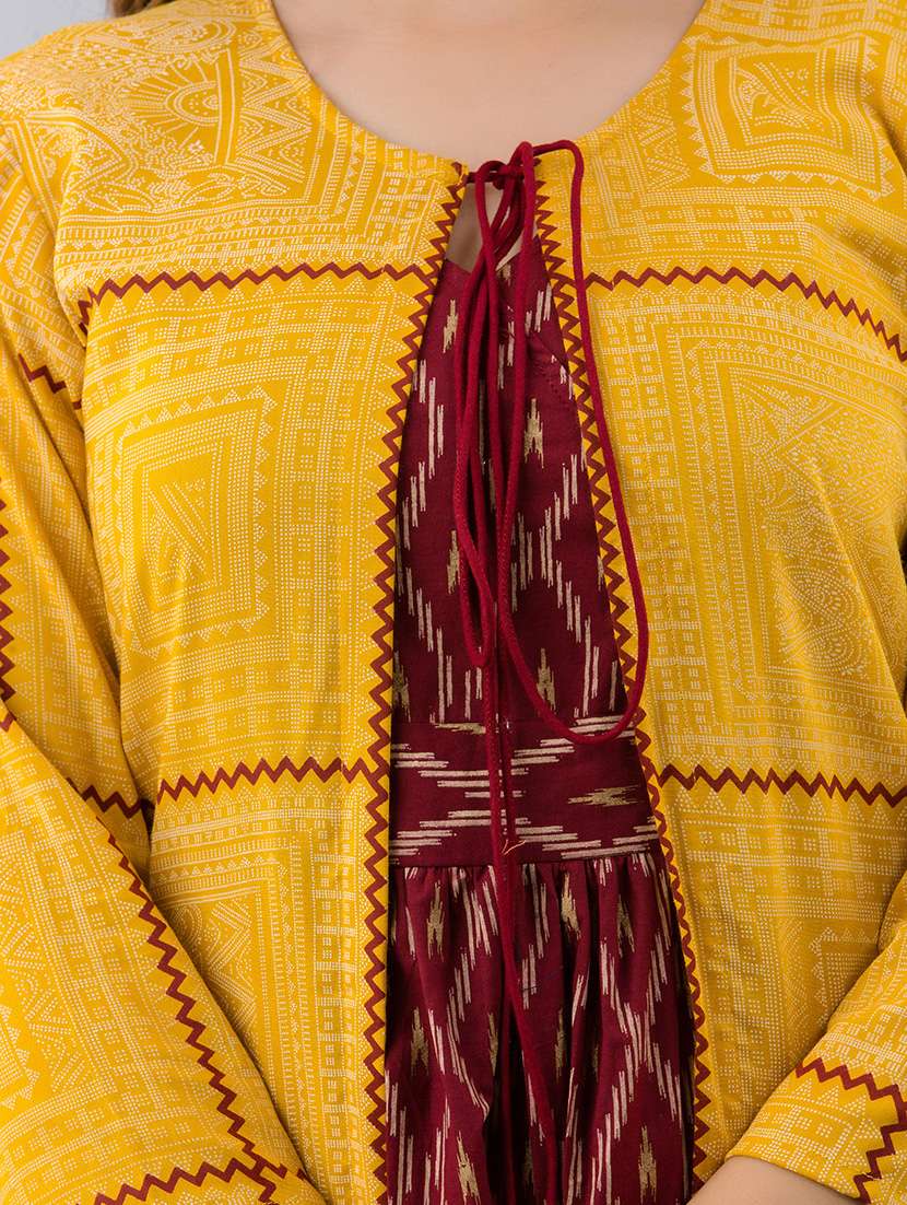 women printed three quarter sleeve ethnic dress - 22300363 -  Standard Image - 6