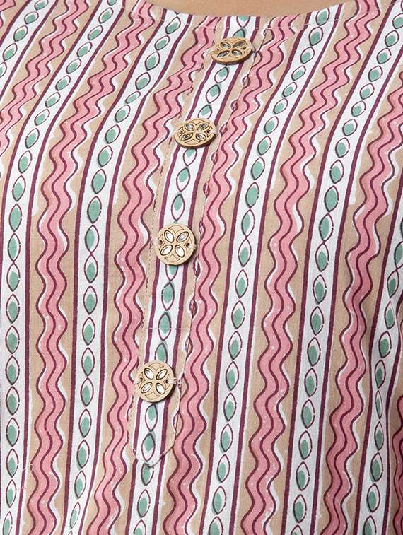 women printed elbow sleeve straight kurta - 22300364 -  Standard Image - 6