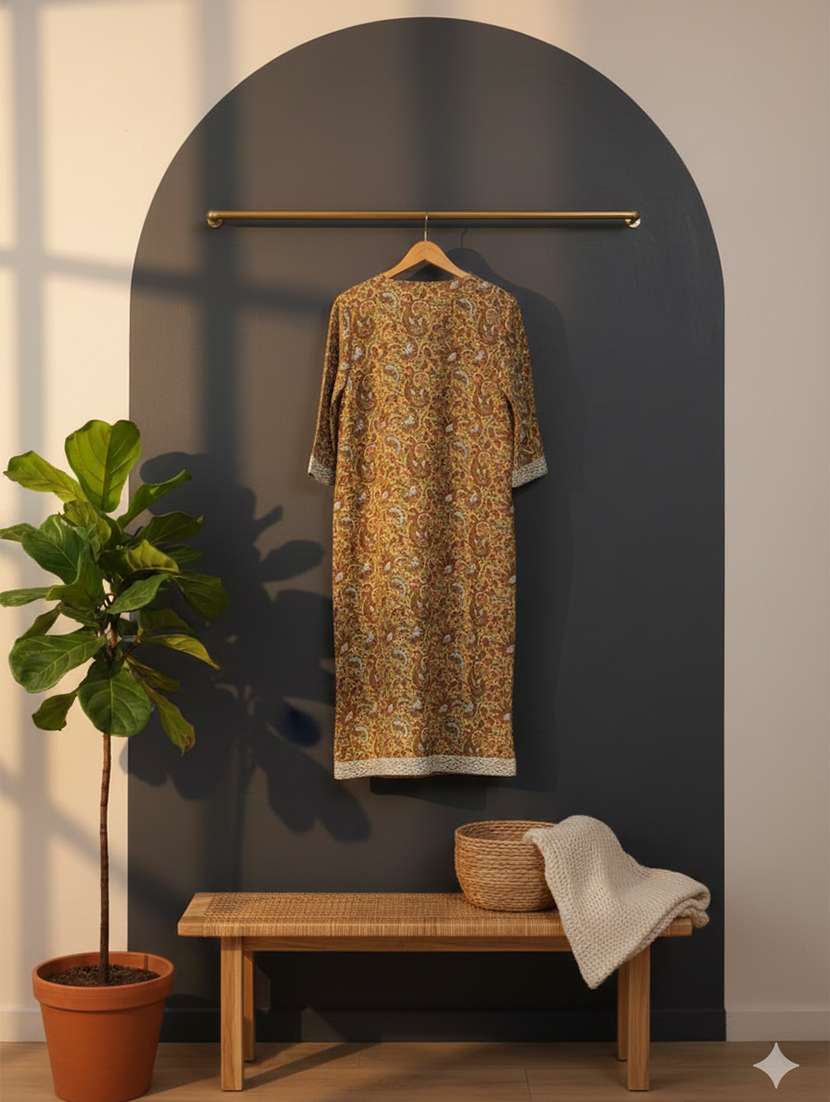 women paisley three quarter sleeve straight kurta - 22300372 -  Standard Image - 6