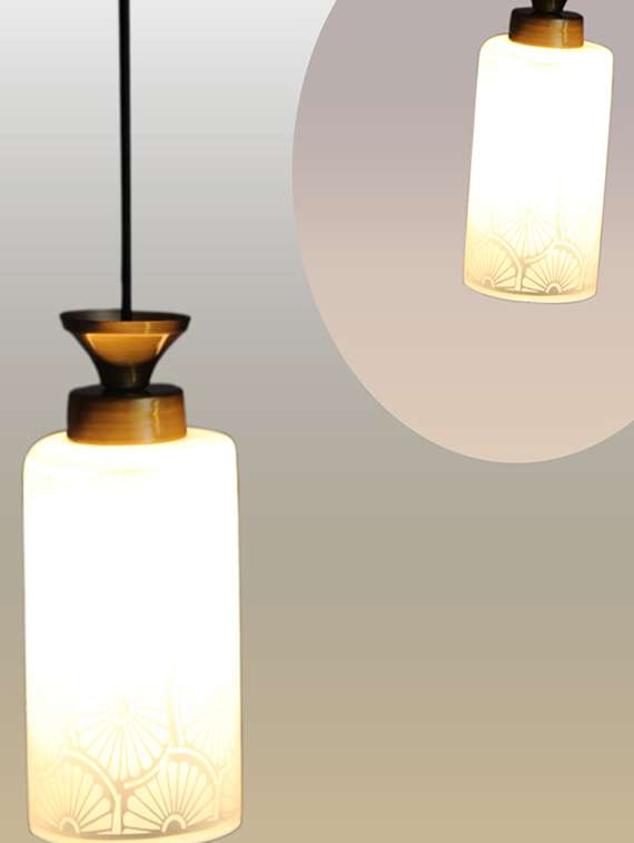 elegant ceramic pendant light with floral pattern - 22300385 -  Standard Image - 1