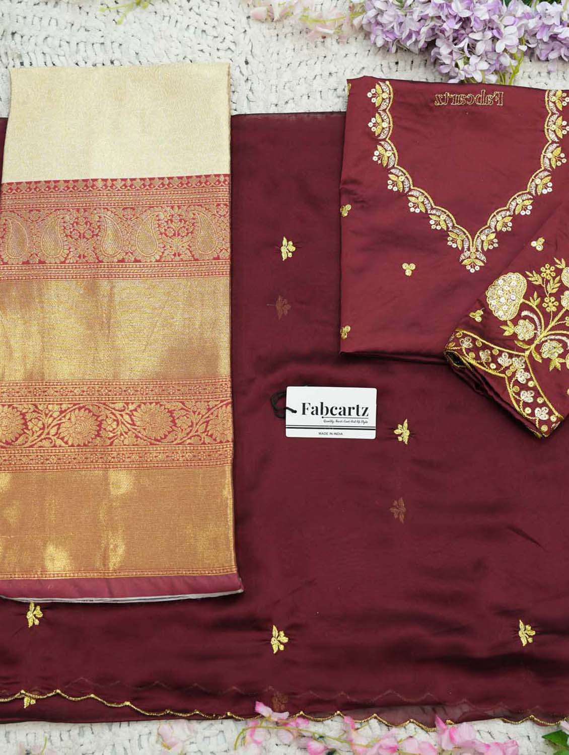 women self design south indian style unstitched lehenga choli set - 22300386 -  Standard Image - 4