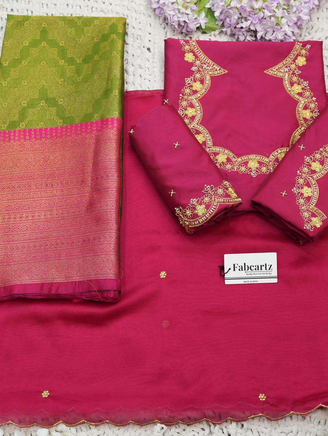 green silk flared lehenga - 22300513 -  Standard Image - 4