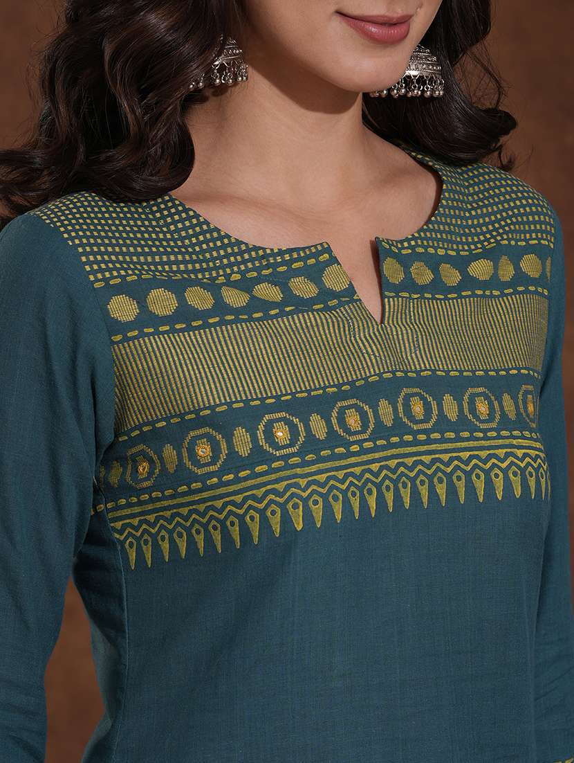 women self design three quarter sleeve straight kurta - 22300526 -  Standard Image - 6
