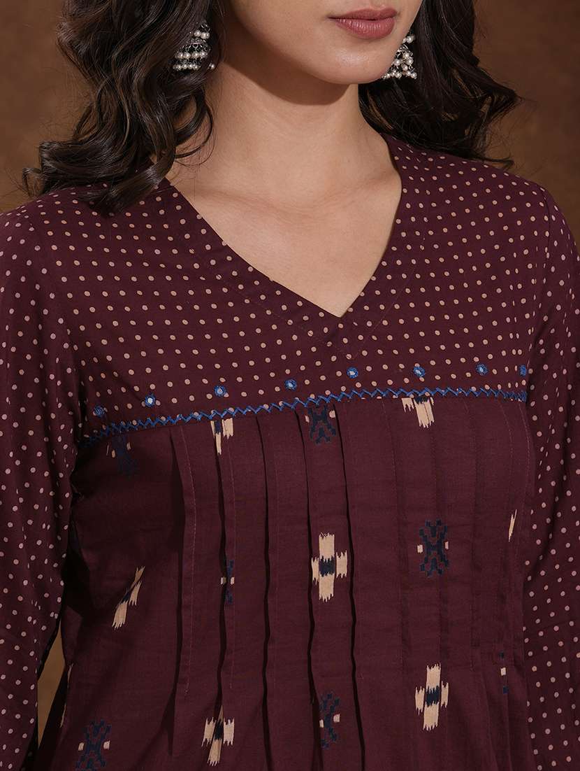 women printed three quarter sleeve a-line kurta - 22300559 -  Standard Image - 6