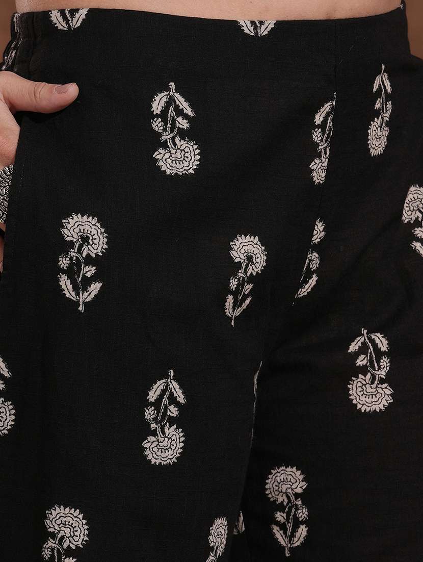 women solid with work round neck kurta pant set  - 22300566 -  Standard Image - 6