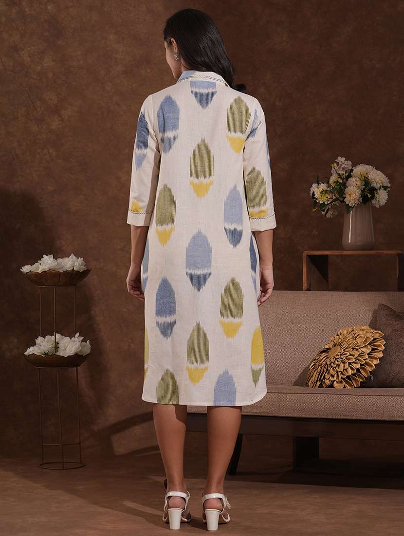 women printed three quarter sleeve shirt dress - 22300570 -  Standard Image - 4