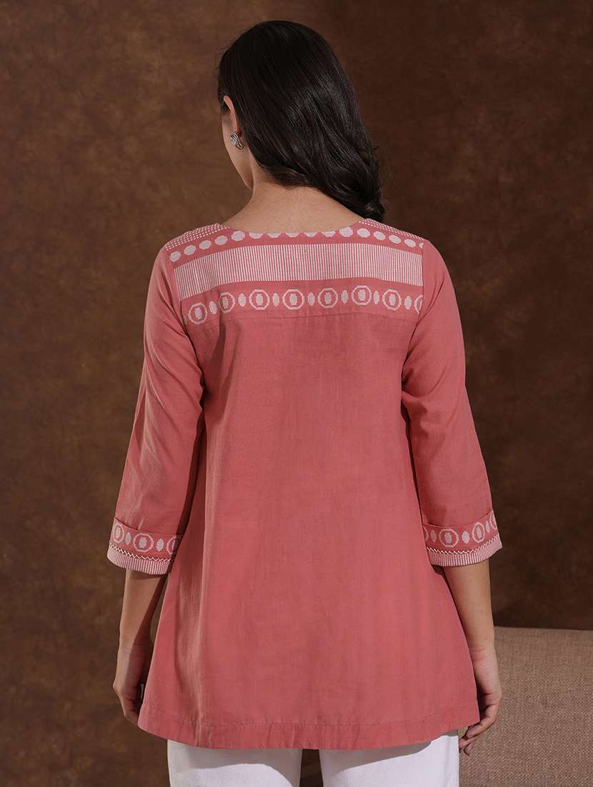 women self designed three quarter sleeve a-line kurti - 22300574 -  Standard Image - 4