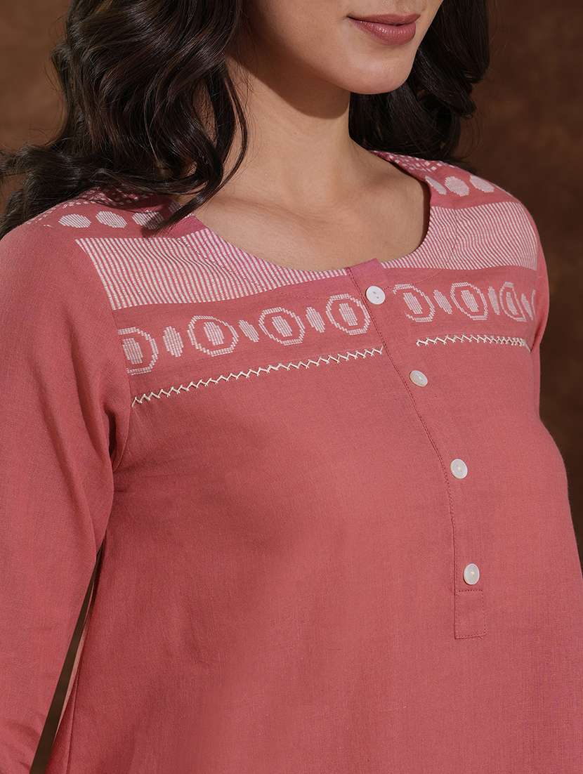 women self designed three quarter sleeve a-line kurti - 22300574 -  Standard Image - 6