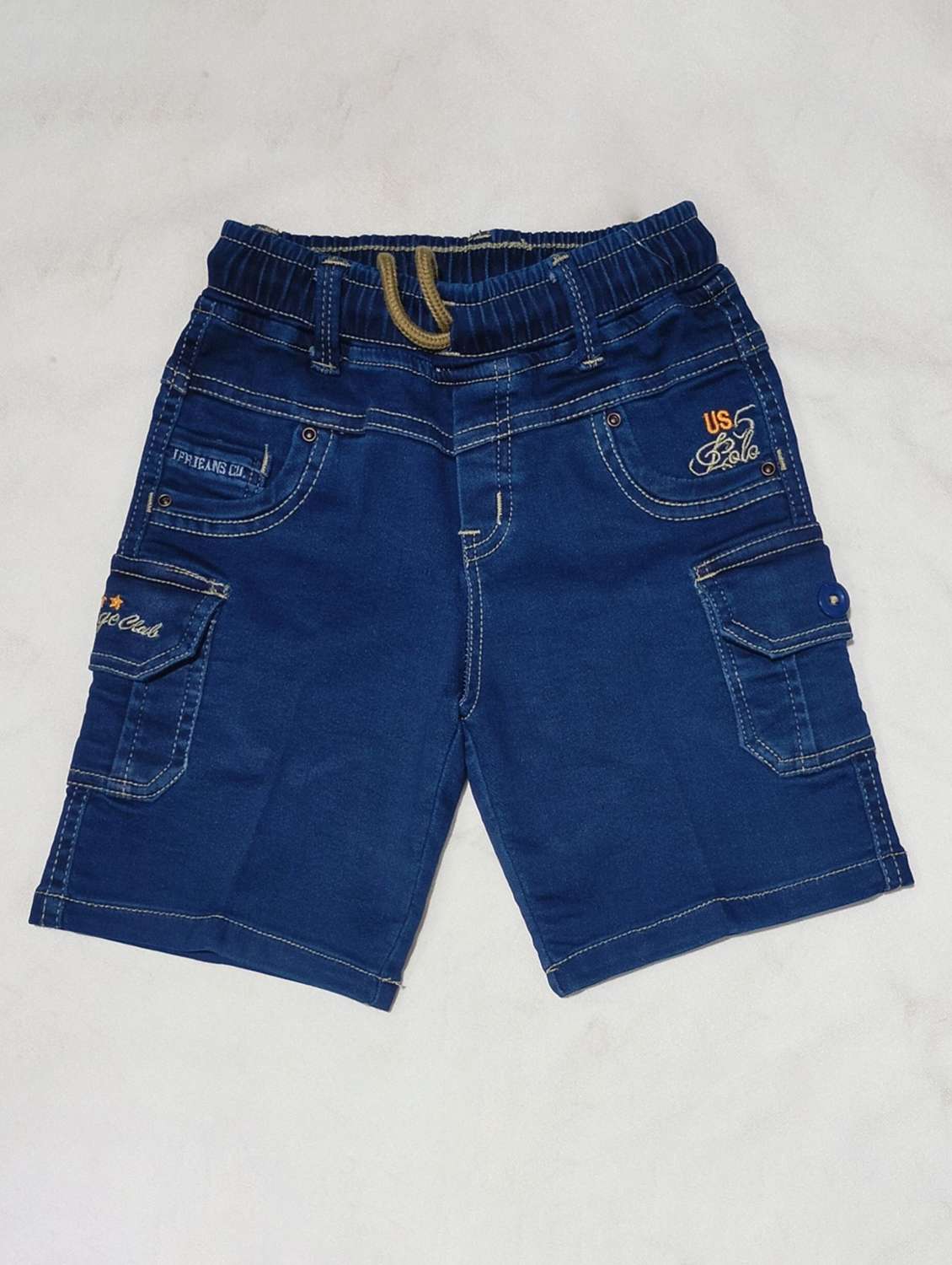 boys solid mid rise denim shorts