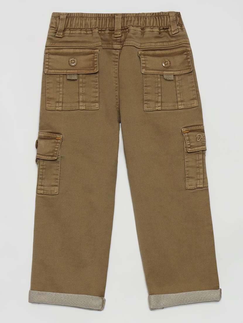 boys solid mid rise denim cargo jeans - 22300590 -  Standard Image - 1