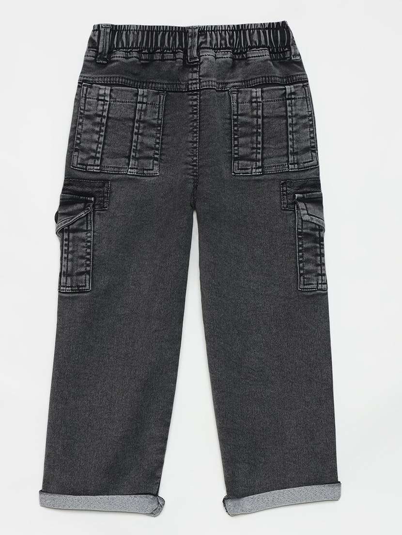 boys solid mid rise cargo - 22300663 -  Standard Image - 1