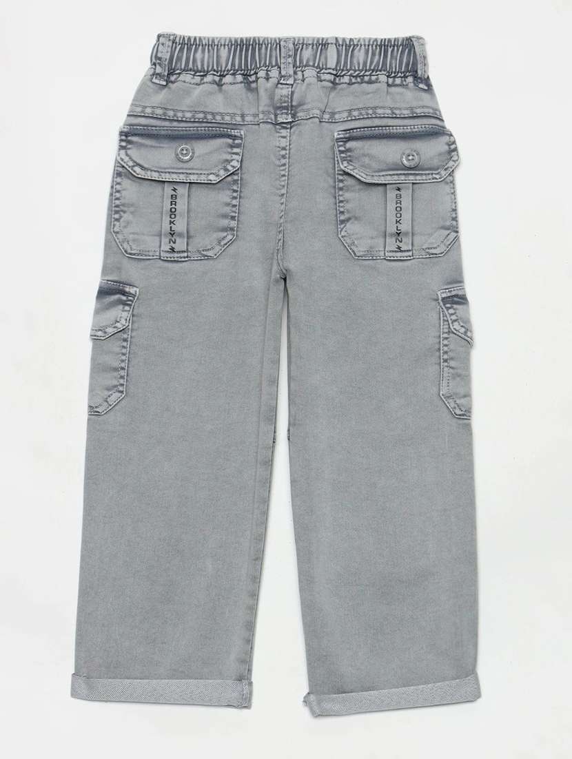 boys solid mid rise cargo - 22300667 -  Standard Image - 1