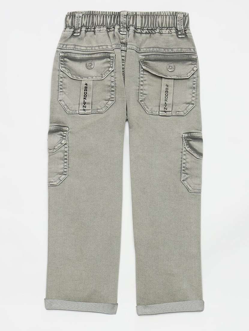 boys solid mid rise cargo - 22300671 -  Standard Image - 1