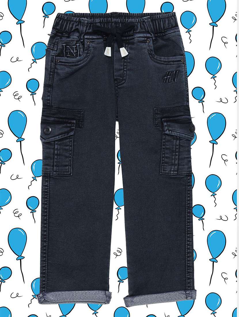 boys solid mid rise cargo