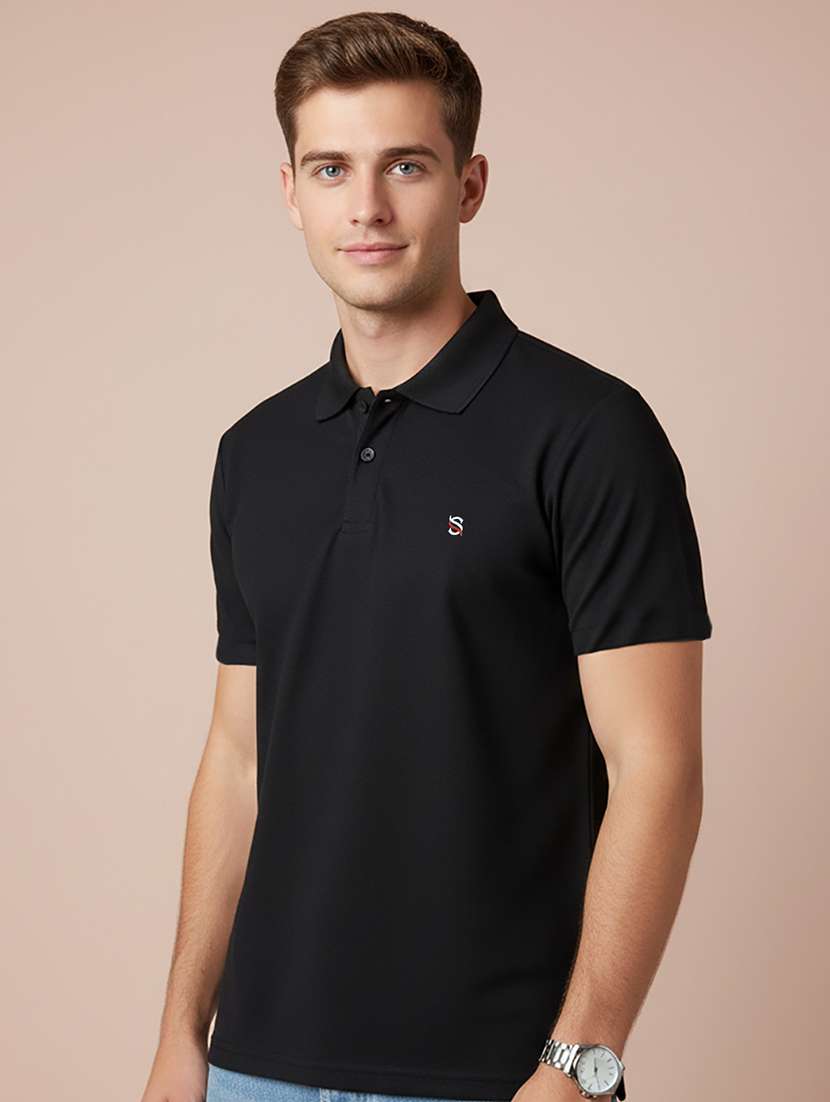 men solid short sleeve polo t-shirt - 22300815 -  Standard Image - 1