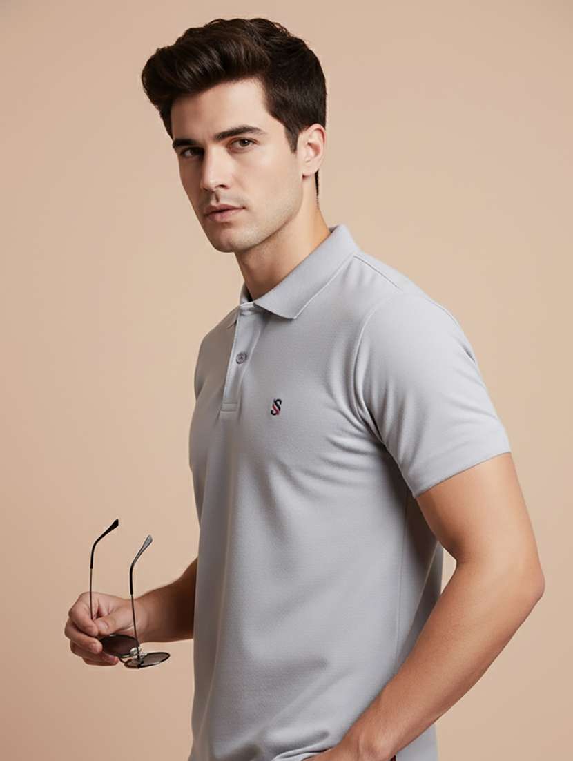 men solid short sleeve polo t-shirt - 22300816 -  Standard Image - 1