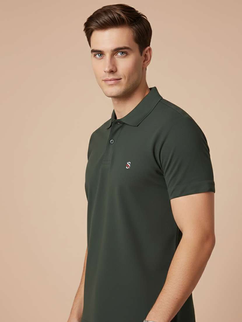 men solid short sleeve polo t-shirt - 22300820 -  Standard Image - 1