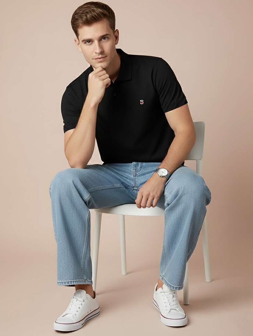 men solid short sleeve regular fit polo t-shirt - 22300839 -  Standard Image - 1