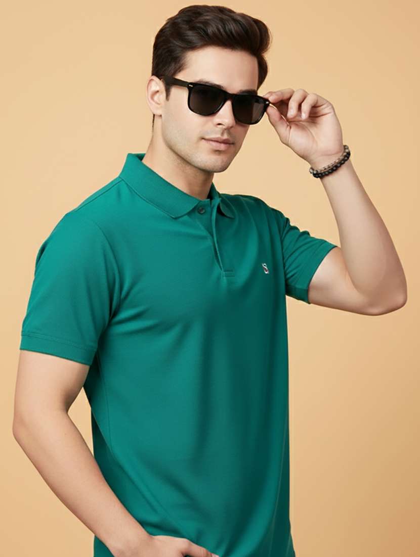 men solid short sleeve regular fit polo t-shirt - 22300870 -  Standard Image - 1