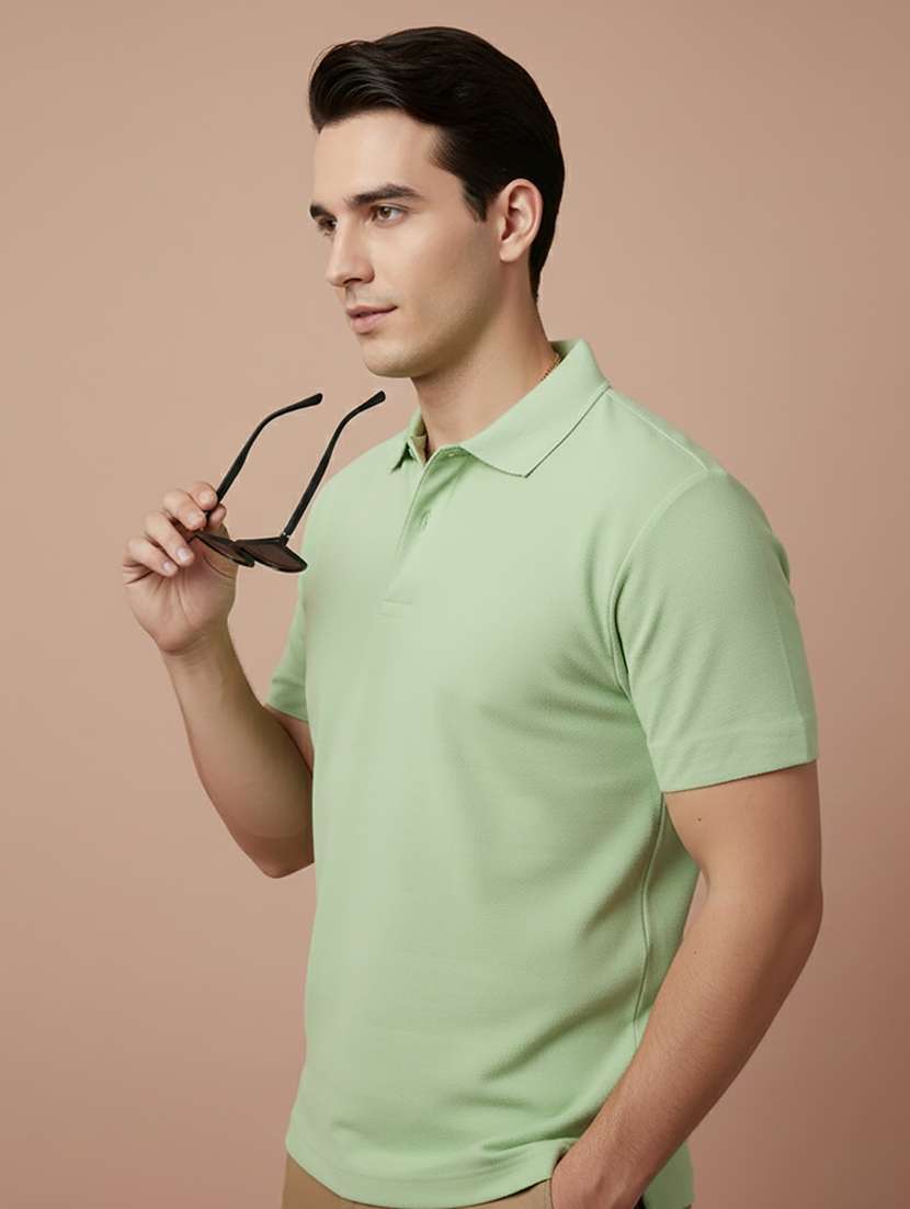 men solid short sleeve regular fit polo t-shirt - 22300882 -  Standard Image - 1