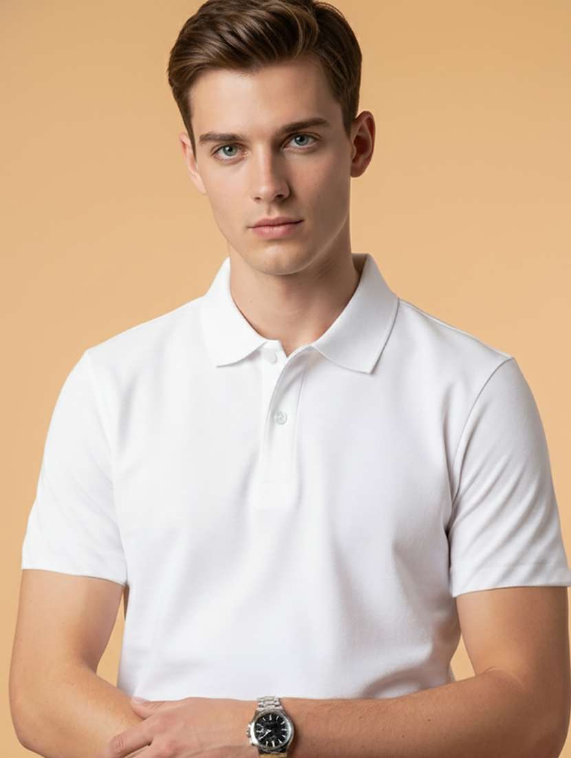 men solid short sleeve regular fit polo t-shirt - 22300884 -  Standard Image - 1