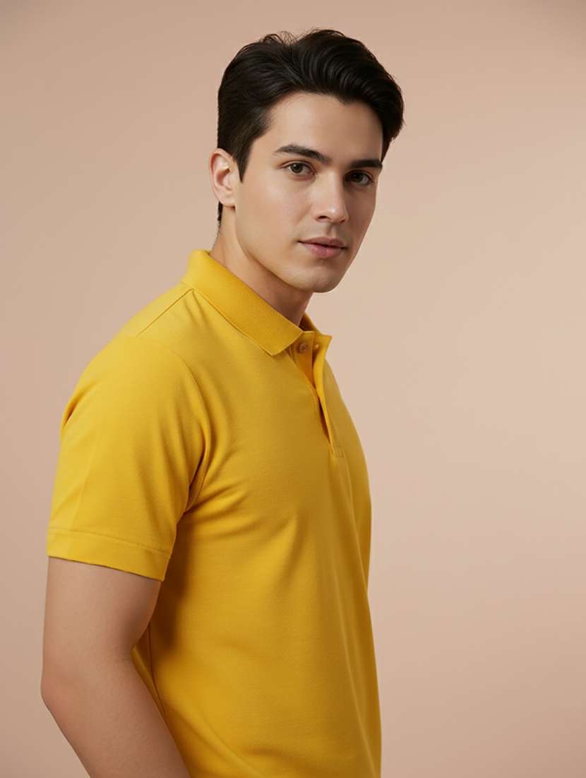 men solid short sleeve regular fit polo t-shirt - 22300885 -  Standard Image - 1