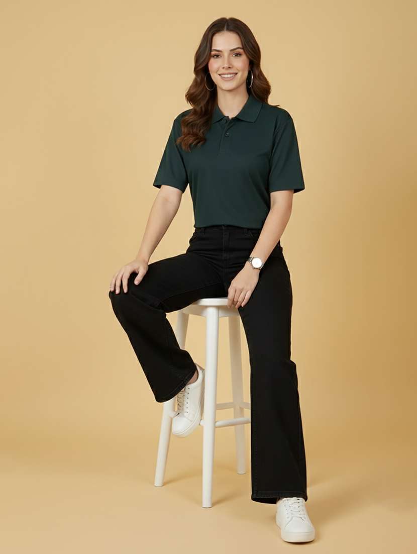 women solid short sleeve polo t-shirt - 22300930 -  Standard Image - 4