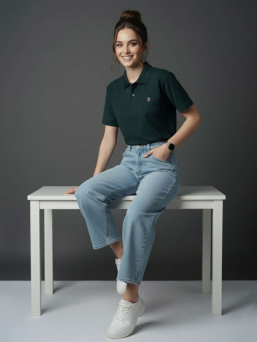 women solid short sleeve polo t-shirt - 22300942 -  Standard Image - 4