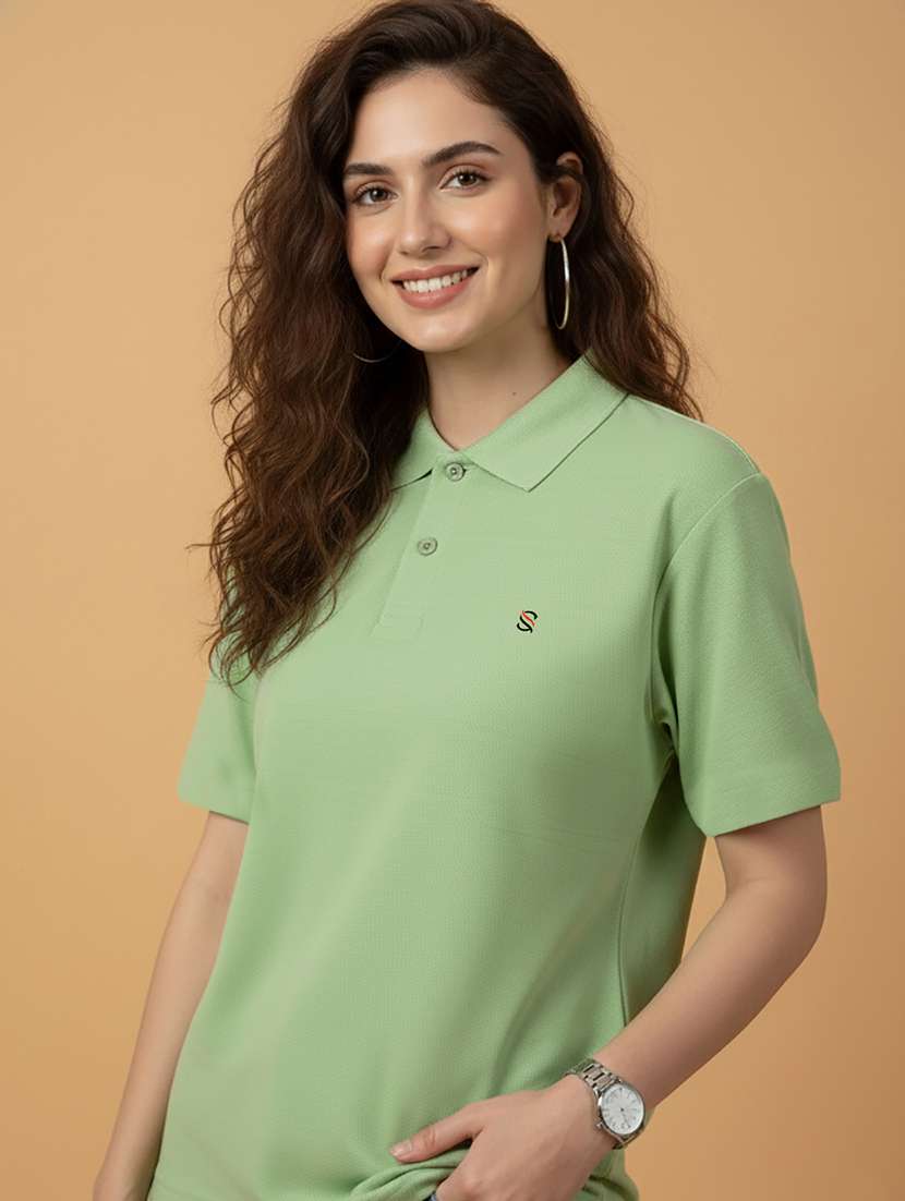 women solid short sleeve polo t-shirt - 22300950 -  Standard Image - 1