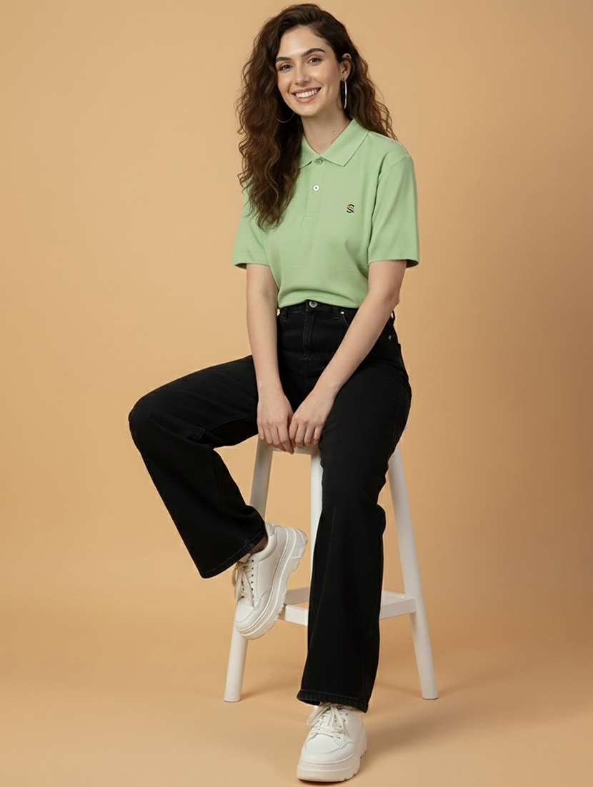 women solid short sleeve polo t-shirt - 22300950 -  Standard Image - 4