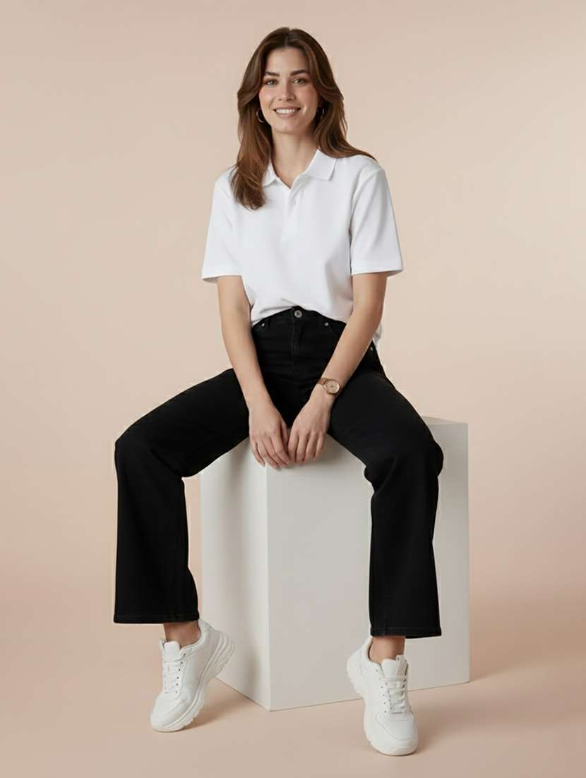 women solid short sleeve polo t-shirt - 22300963 -  Standard Image - 4