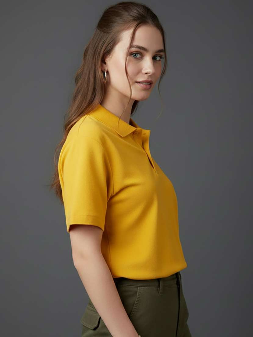 women solid short sleeve polo t-shirt - 22300964 -  Standard Image - 1