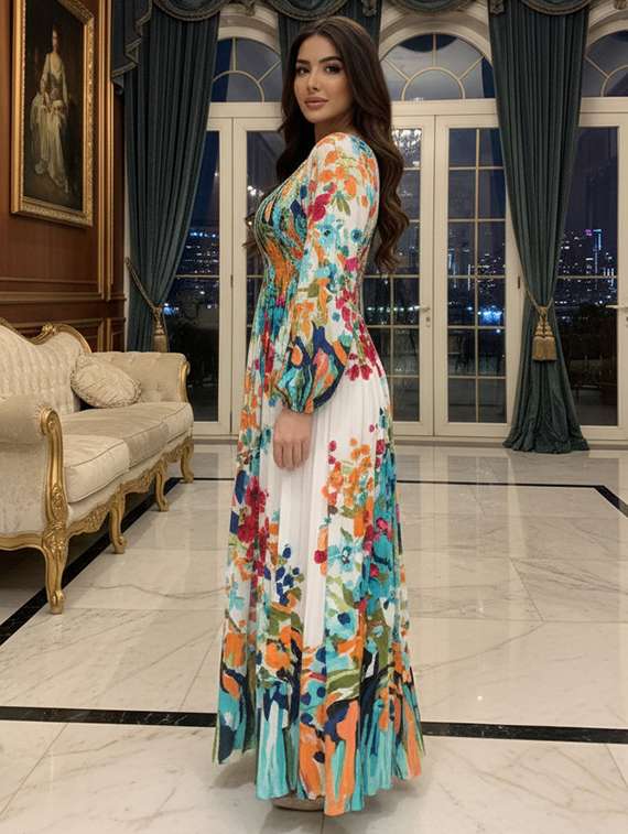 multi colored cotton fit & flare dress - 22301564 -  Standard Image - 1